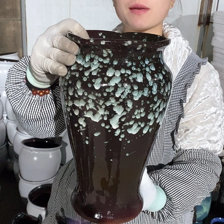 紫砂花盆瑕疵口17高30