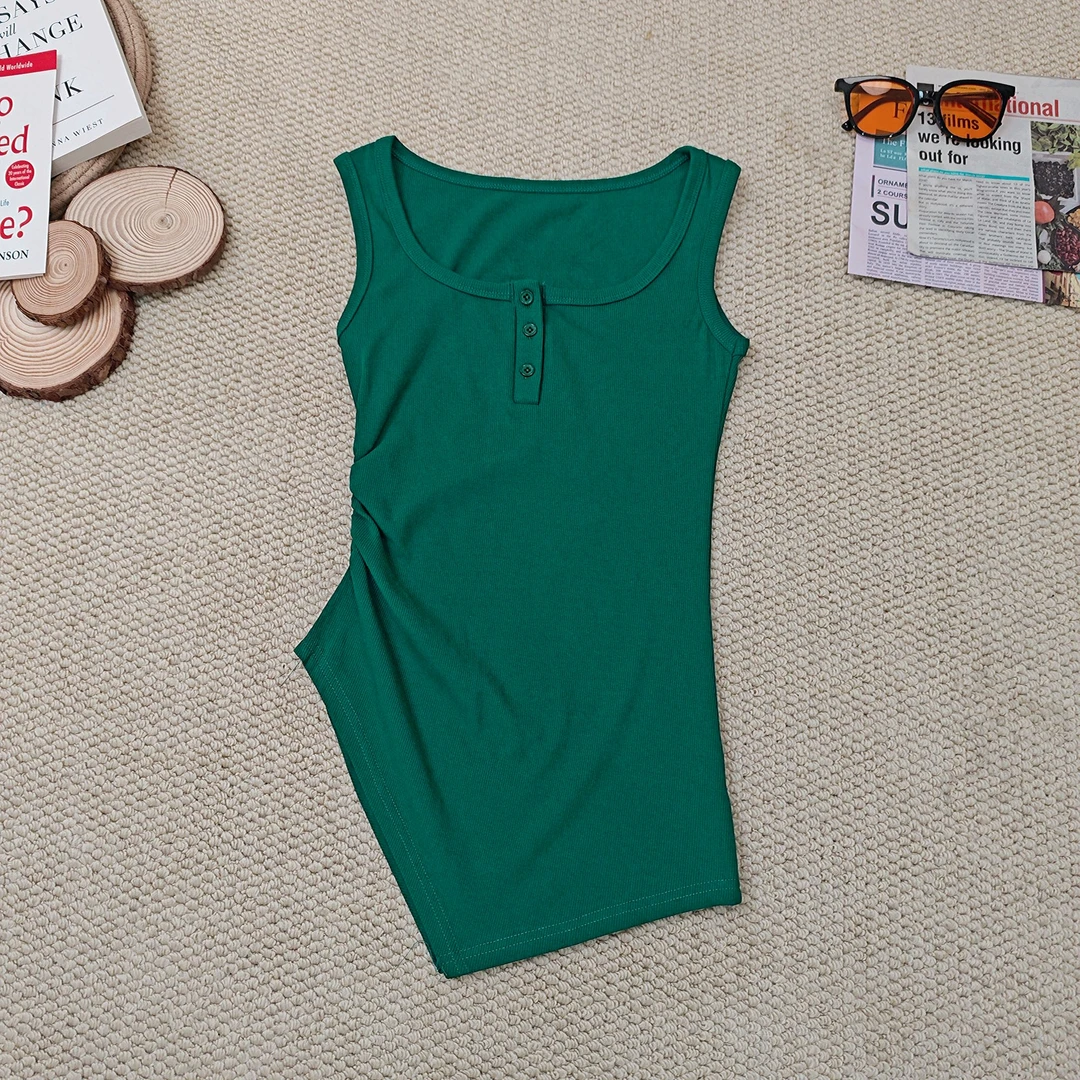 2025夏季新款宽松百搭时尚纯色背心2054