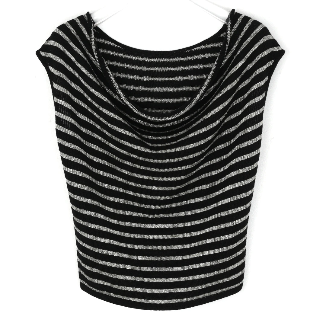 YSL/圣罗兰女士极简风毛针织无袖衫条纹背心 454248/YA2FX1081