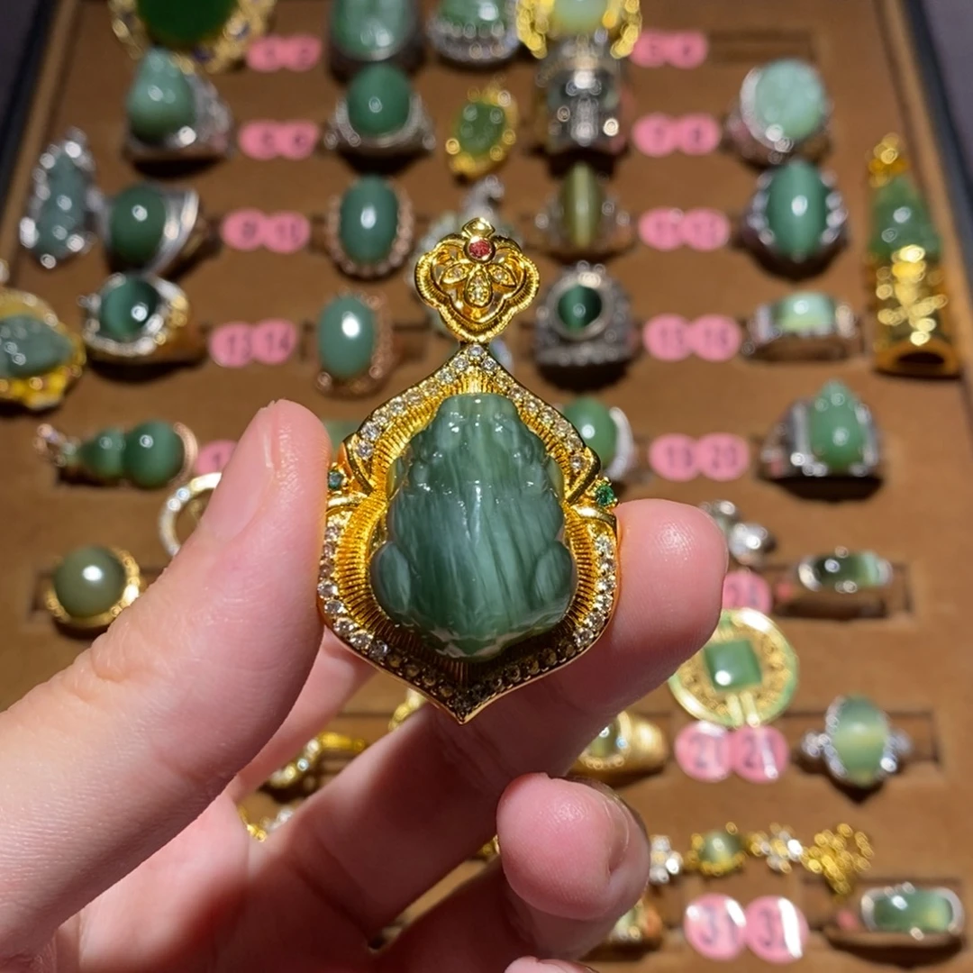 我***大和田玉（碧玉）未镶嵌戒指