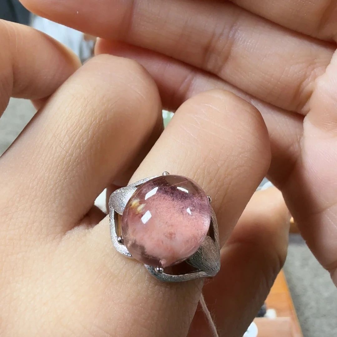 烟****水晶戒指银S925镶嵌