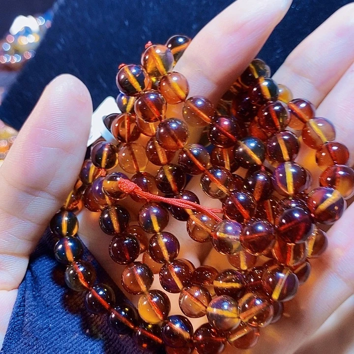 蓝珀未镶嵌珠宝奇石墨西哥红蓝佛珠7