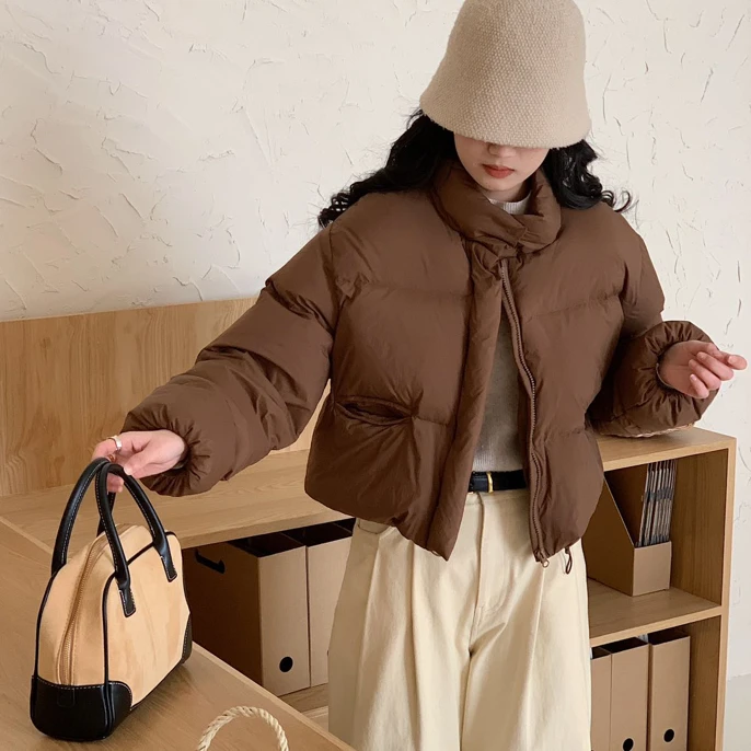 【新国标90%白鸭绒】冬季百搭休闲立领短款面包羽绒服2025年新款