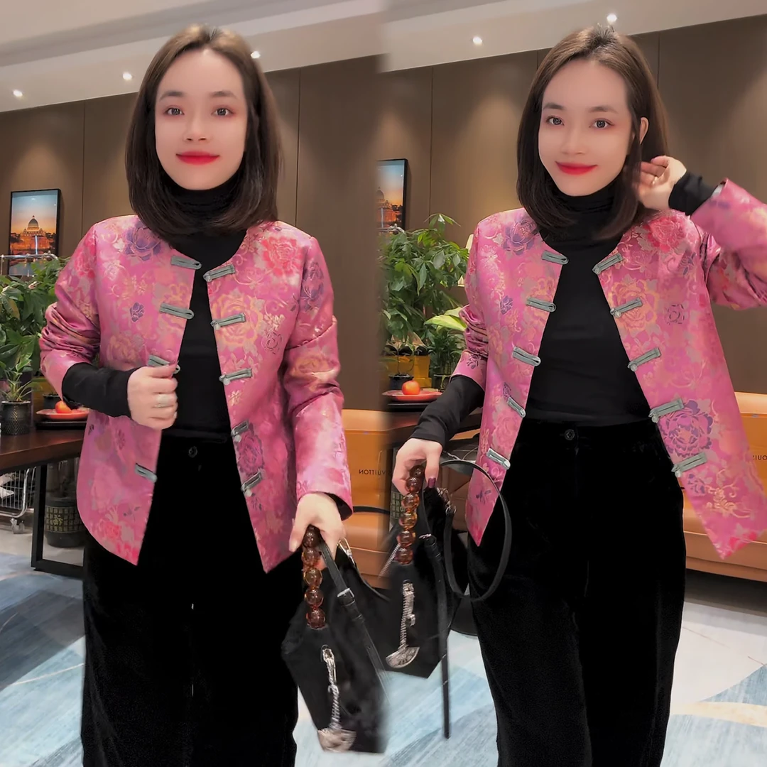 新款国风新中式外套 时尚休闲复古雕花民族风百搭女士上衣1246