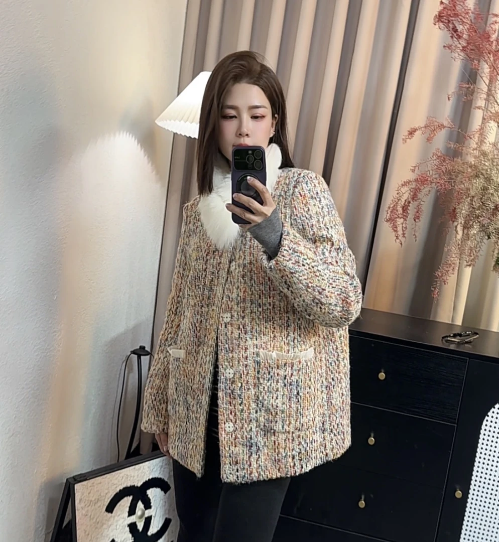 KATONGTU【彩虹小香】新款狐狸毛领羽绒保暖小香风外套 DM251210