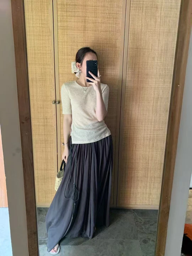 福秒-打褶简约、灵动感纯色半身长裙（MF3062#）M.FIVE