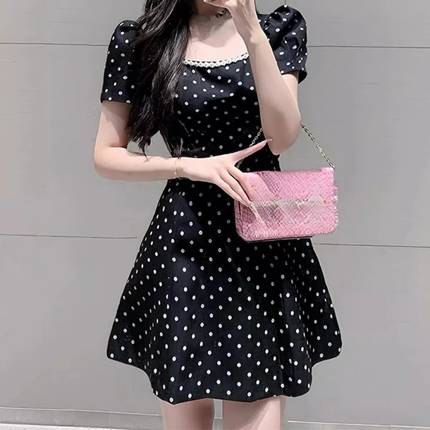 2025夏新款时尚洋气减龄高端精致气质御姐风波点公主风连衣裙气质