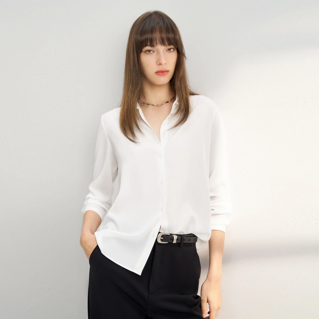 【肌理感】G2000女装商场款柔软可机洗配领带休闲长袖衬衫