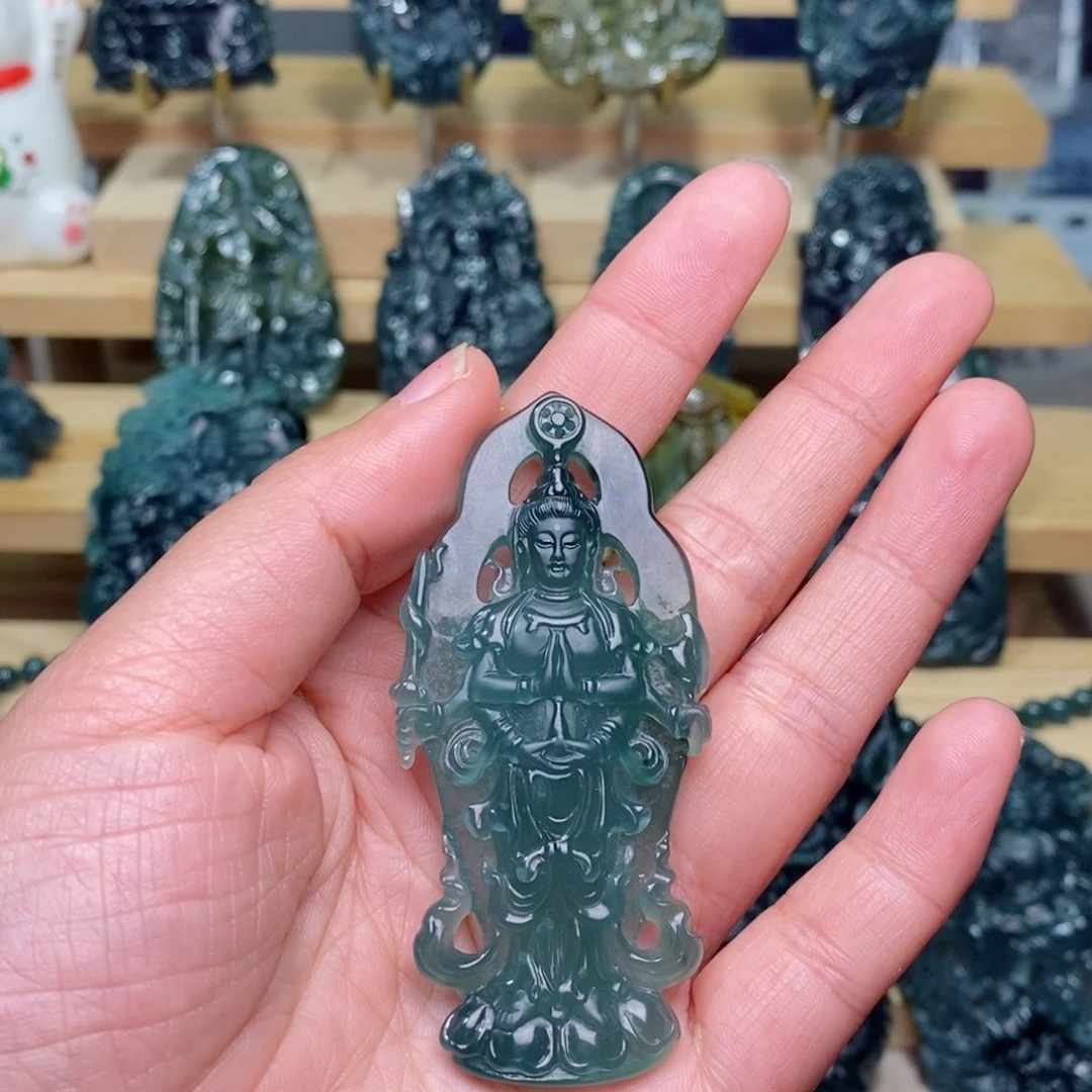 翡翠颈饰未镶嵌s***y天然牵手观音