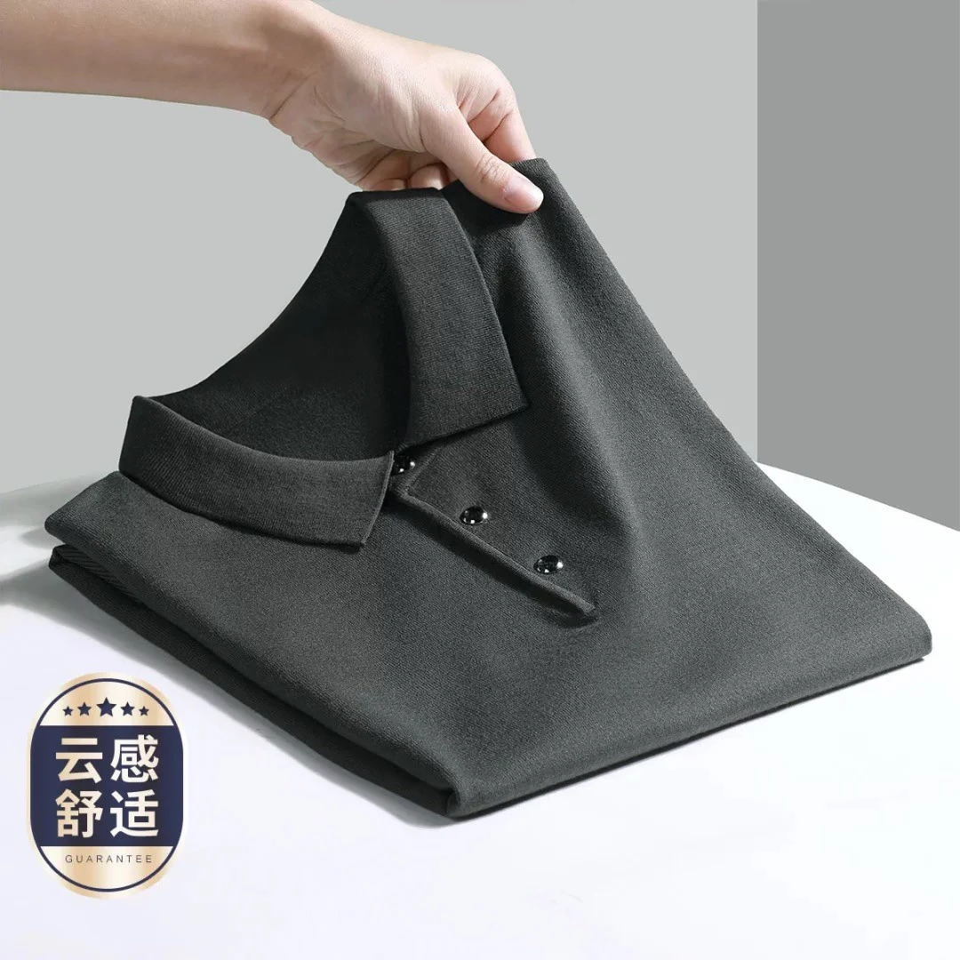 MilaDiVani/米澜蒂梵尼夏季男士运动短袖T恤纽扣时尚针织纯色百搭