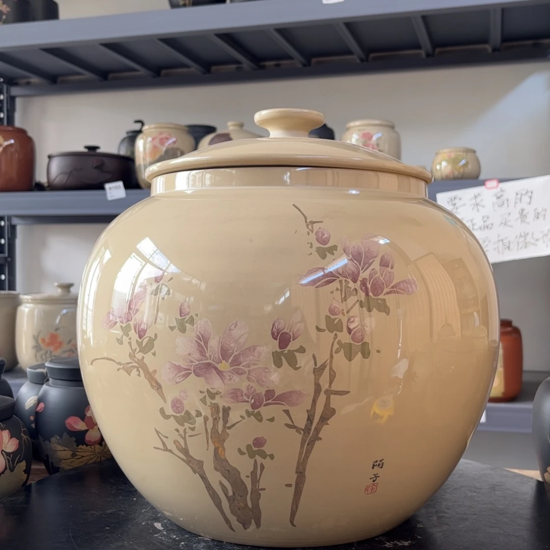 白泥水亮光存茶缸