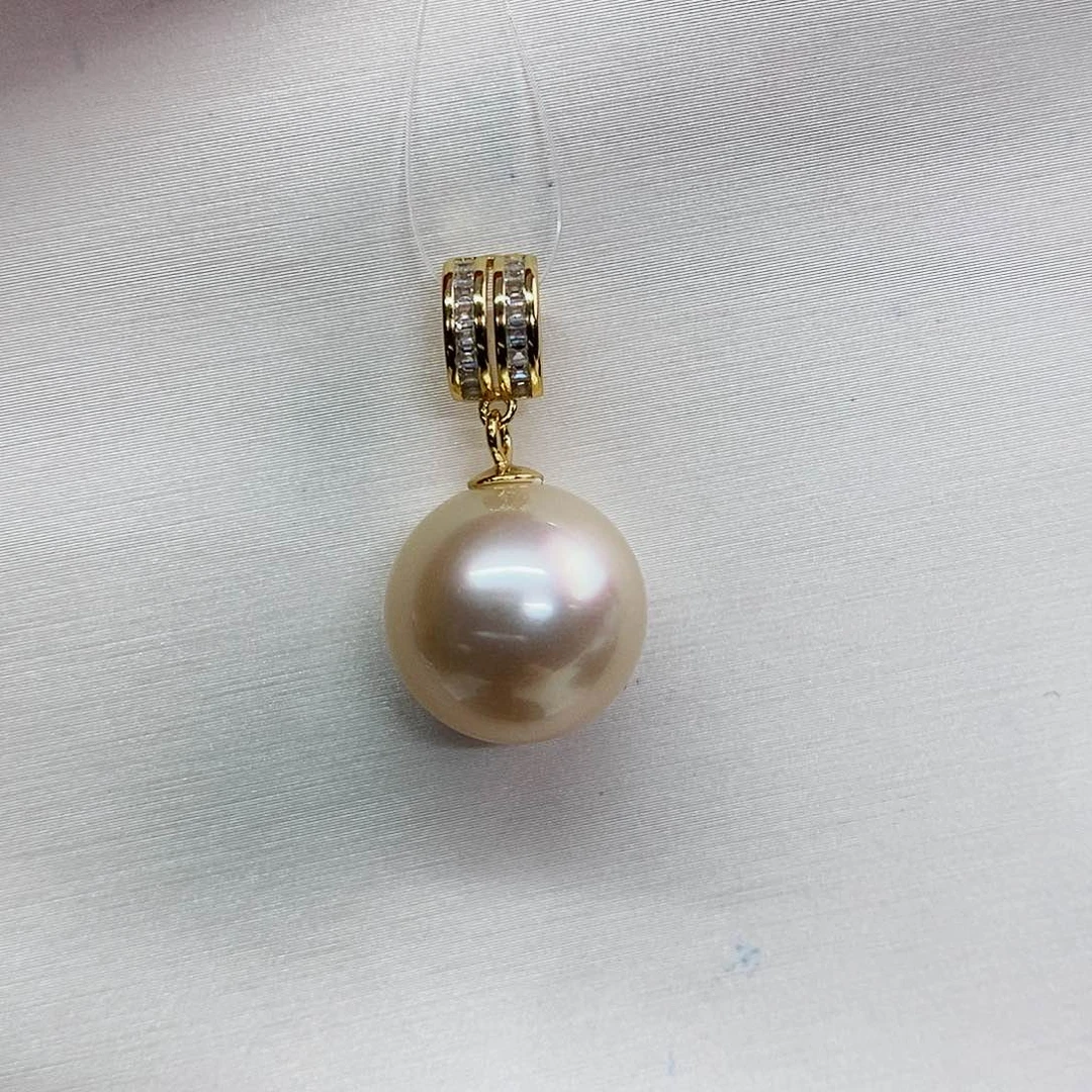 吊坠(不含链)银S925镶嵌海水珍珠13-14