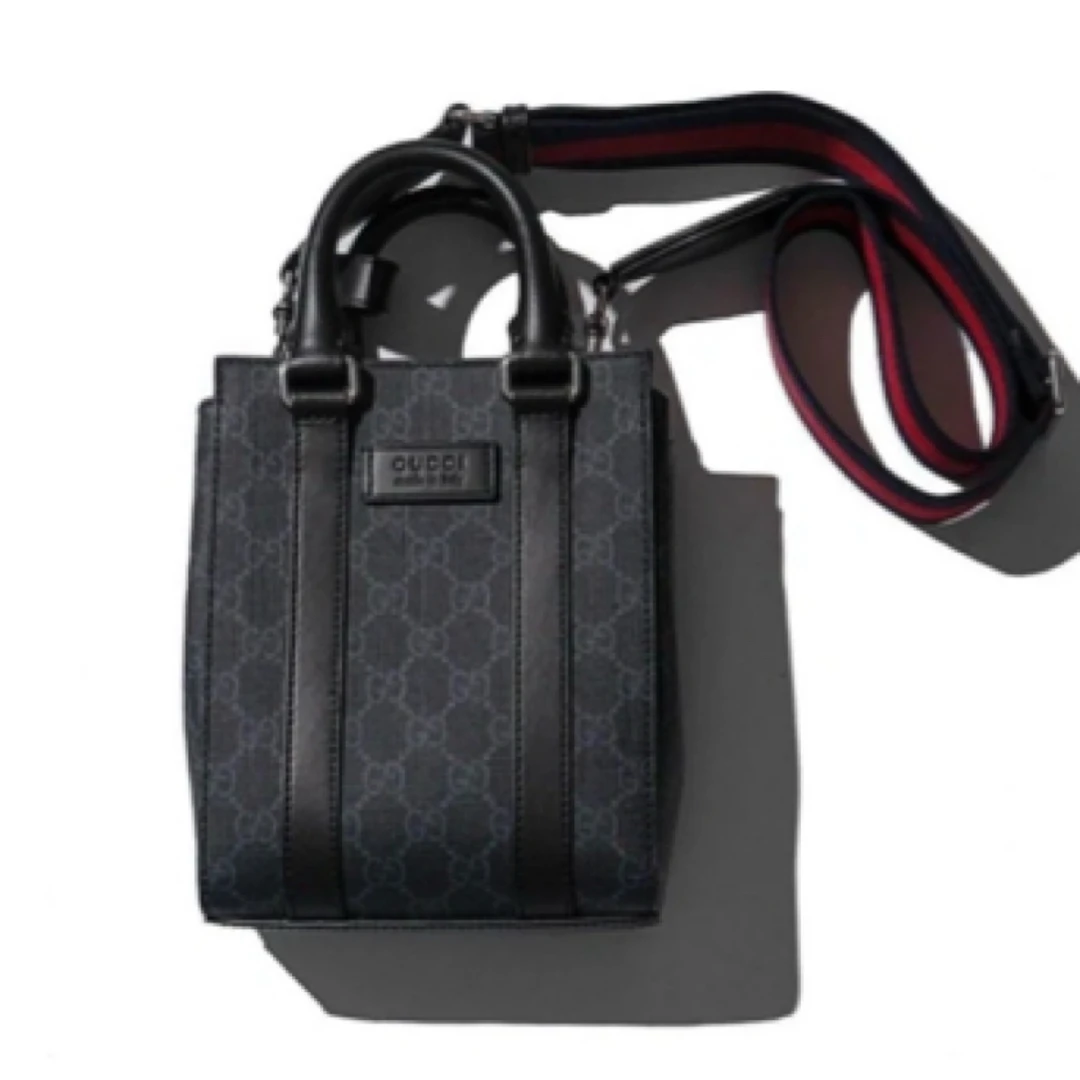 99新 GUCCI/古驰 黑老花满logo小tote 手提包