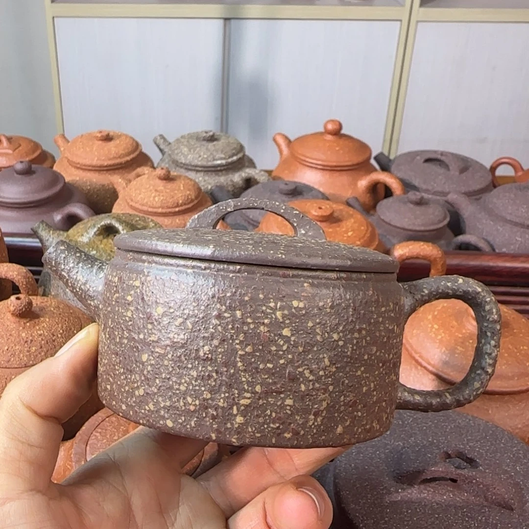 爞***騲茶壶紫砂八目红降气窑汉瓦200cc