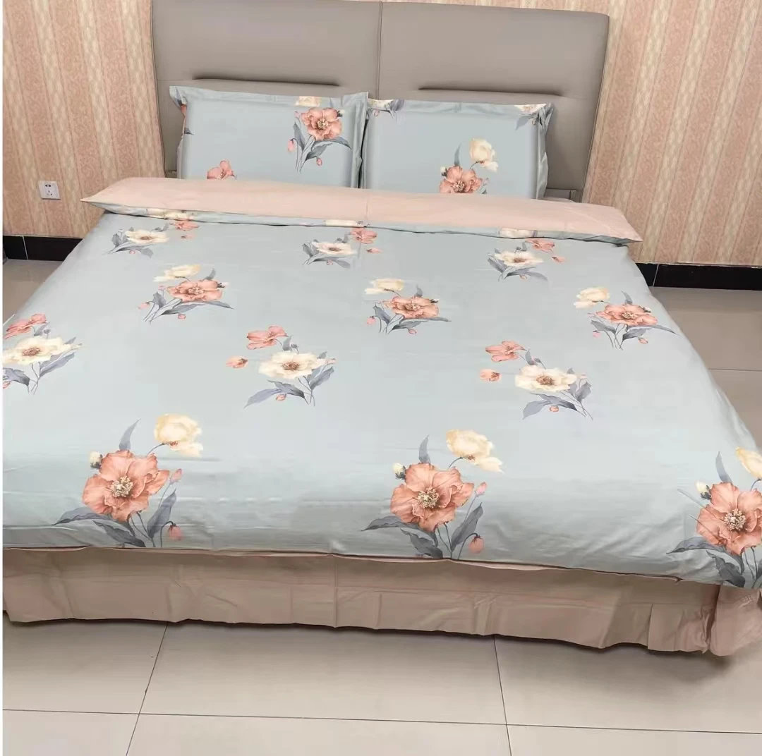 【铭哥家】轻奢高级亲肤80S双股长绒棉活性印花四件套-伊芙琳-绿