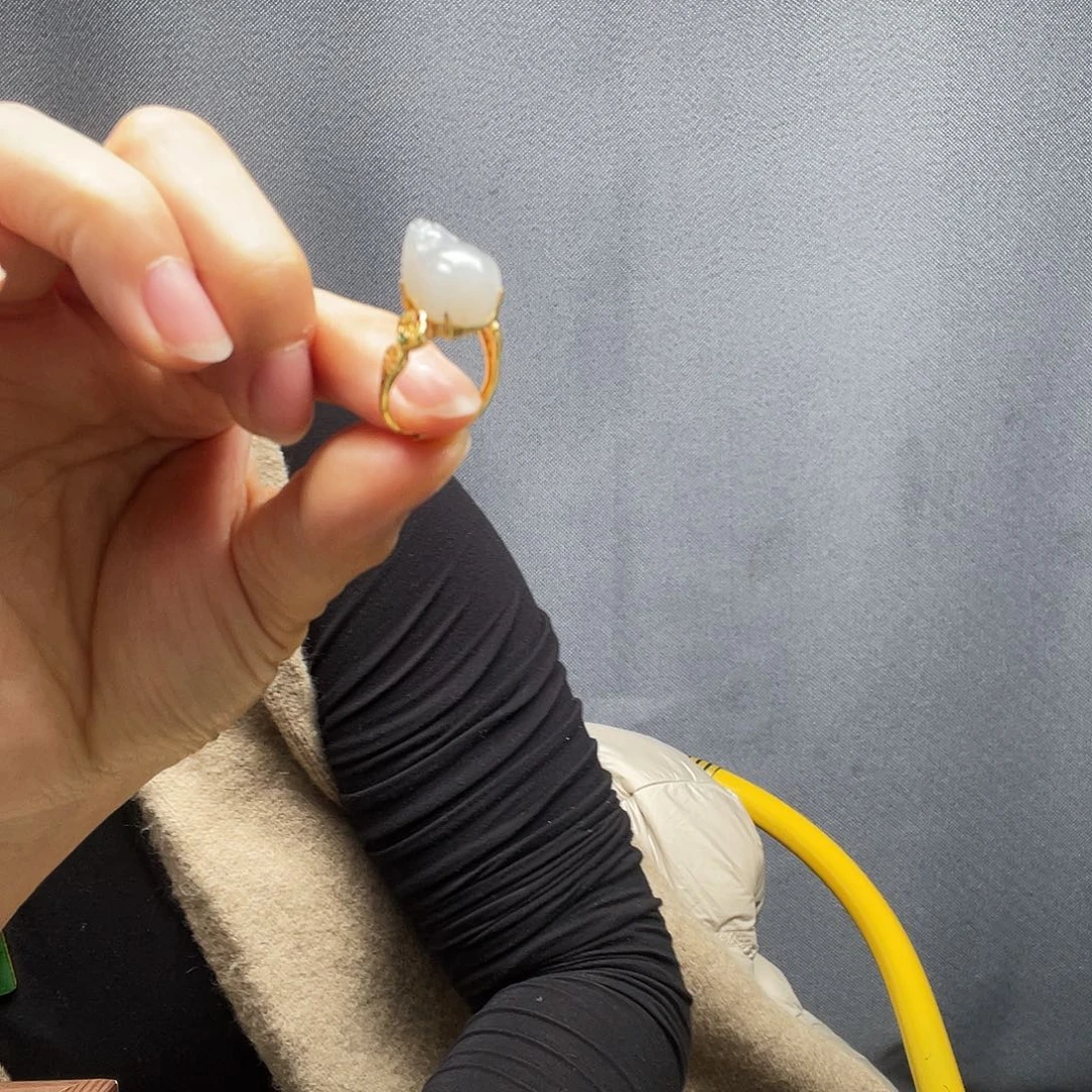 和田玉银S925镶嵌戒指