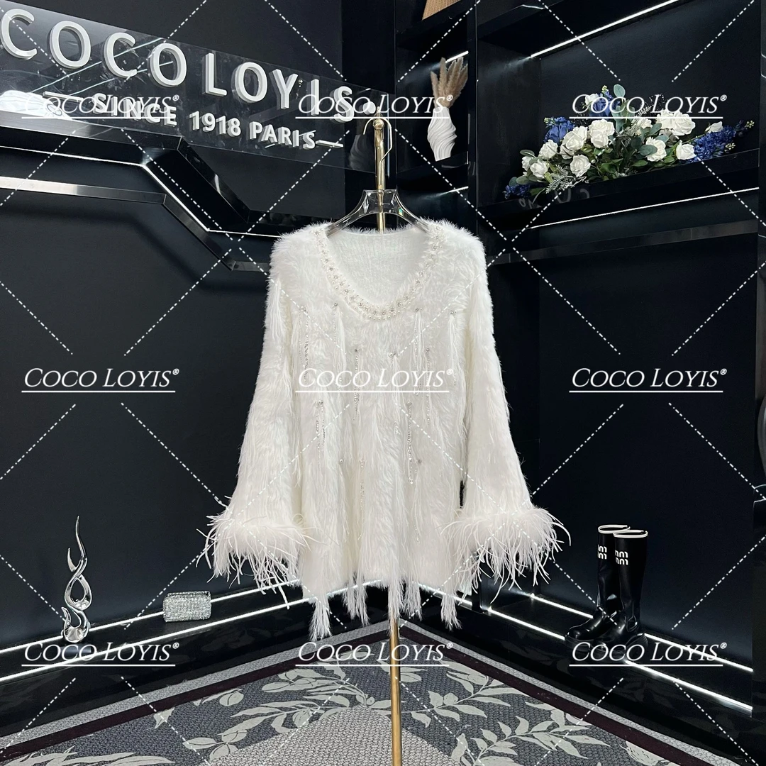 【一一专属】上衣蕾丝开衫小香风毛衣气质白色时尚2412031