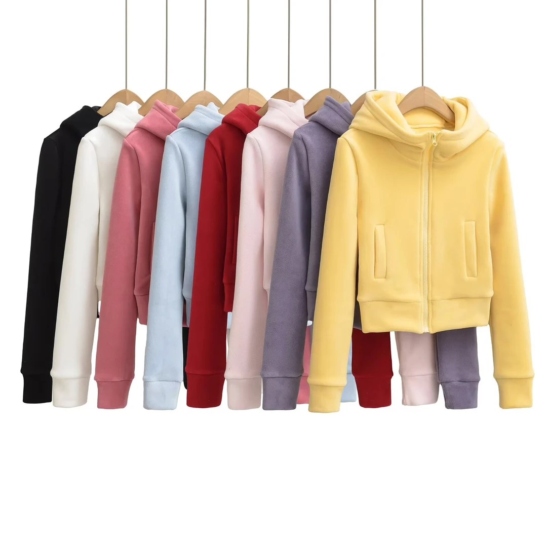 RY25276奥粒绒美式短款连帽修身卫衣修身显瘦外套