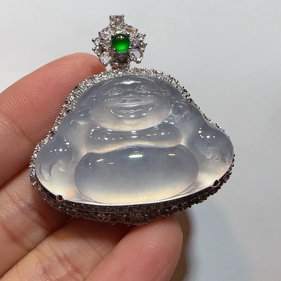 吊坠(不含链)18K金镶嵌翡翠佛公
