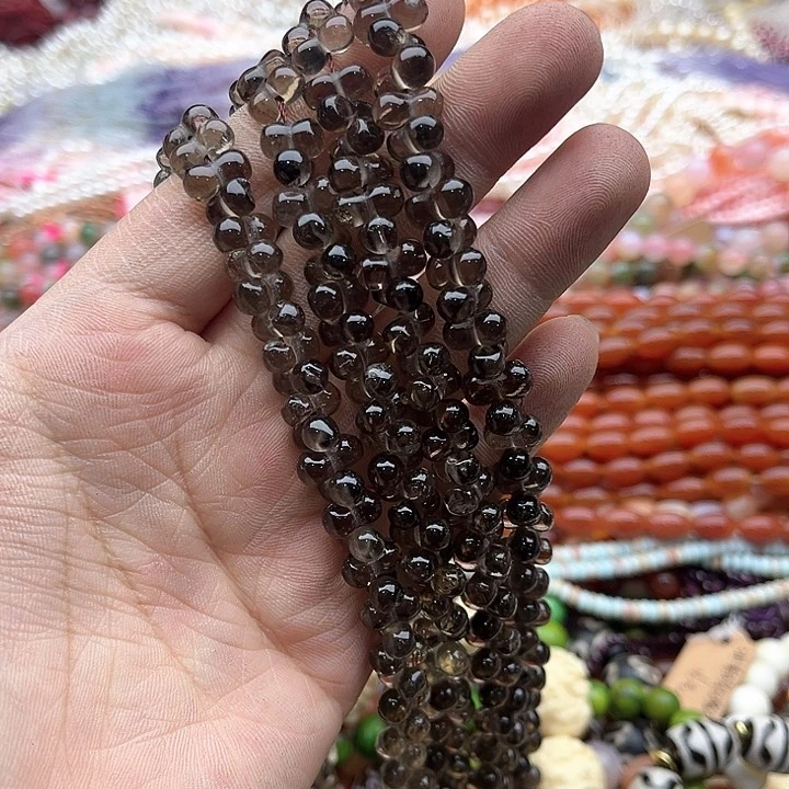 玛瑙/玉髓珠宝半成品未镶嵌一条茶晶骨头珠