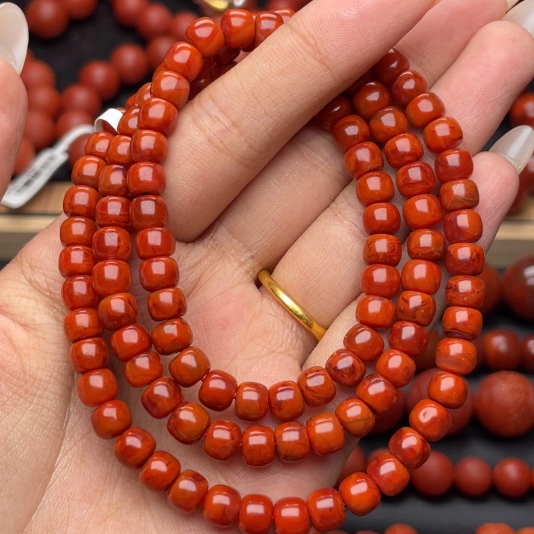 南红玛瑙未镶嵌手串Y6.6mm收藏满肉妖孽牛血火焰老型108