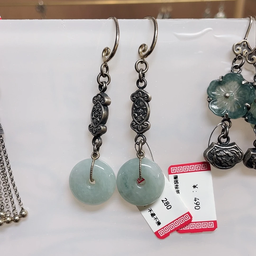 足银足银錾刻配饰耳环