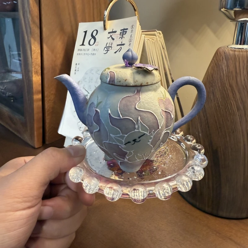 （阿萌茶事）繁花似锦-粉蝴蝶壶承直径11.5cm