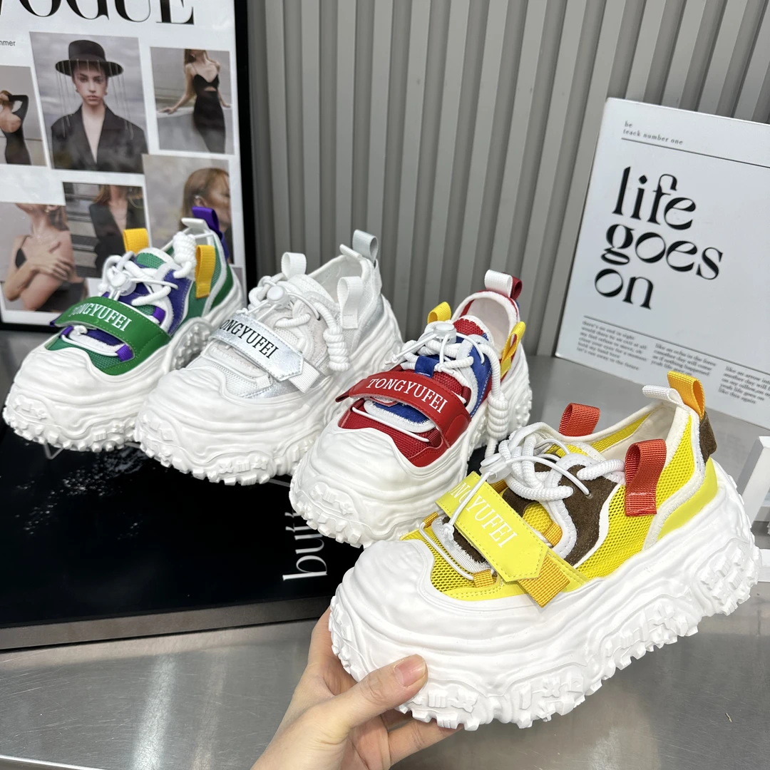 耐磨浅口透气夏季系带时尚休闲鞋网面运动鞋老爹鞋低帮休闲鞋