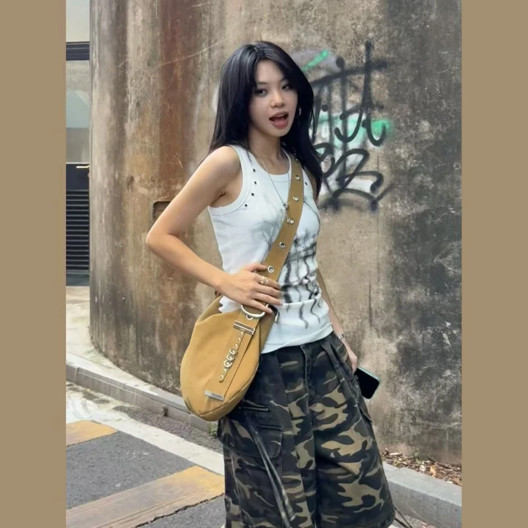 "圈圈"|虎皮卷夏季百搭背心手写字母弹力修身亚文化上衣S25545