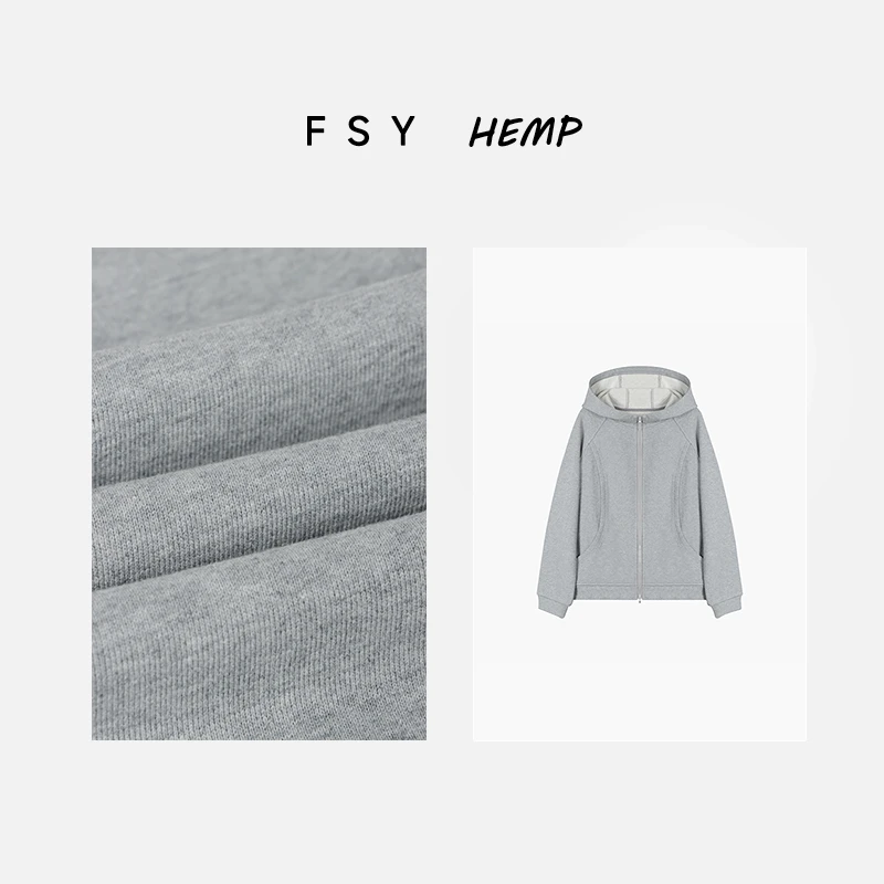 汉麻棉软糯毛圈【帽衫】女士短外套上衣长袖运动休闲卫衣2025042