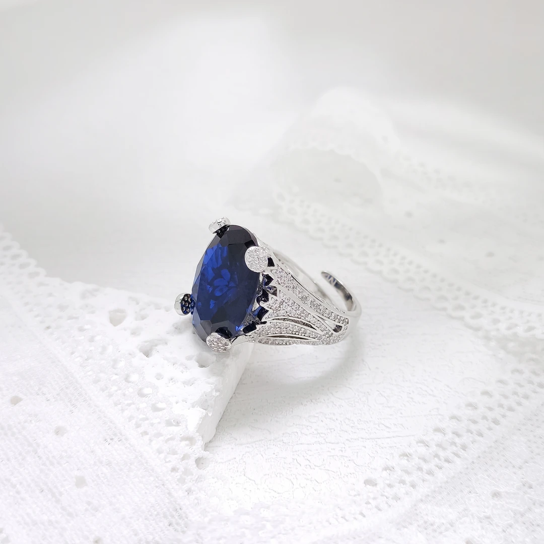 铜合金合成锆石戒指 VWHL-009305【梦入深海】 戒指精致简约时尚