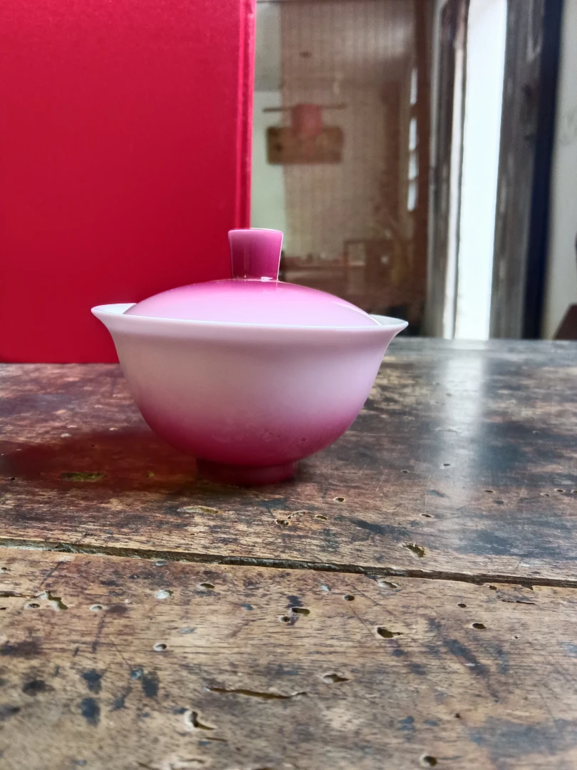景德镇手工渐变粉釉盖碗景德镇陶瓷功夫茶具泡茶器
