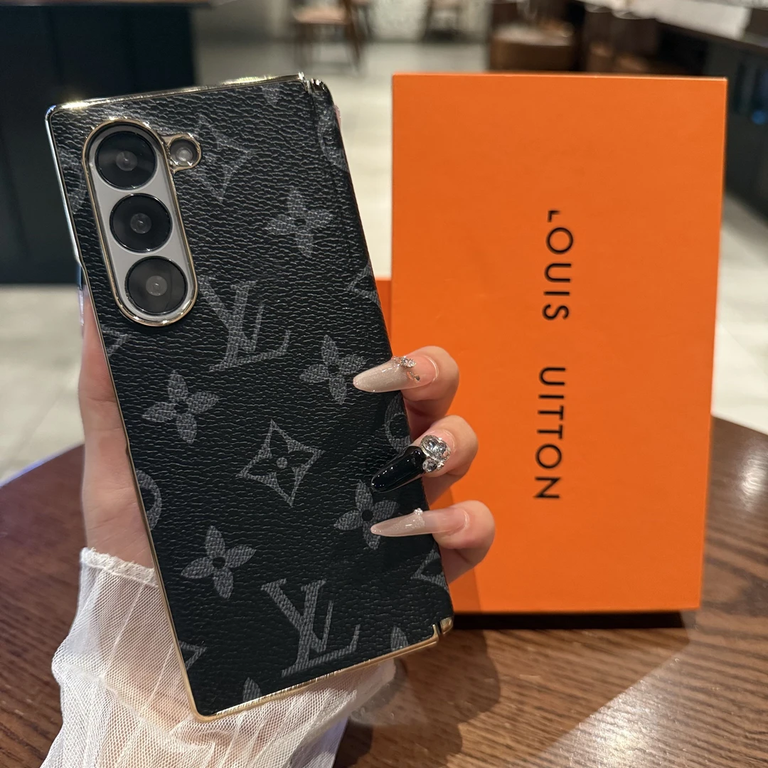 适用三星Fold6手机壳老花中轴新款W25/24心系天下奢华flod5/4皮纹