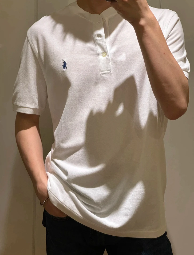 兔子哥*【R72】小马亨利领胸口刺绣开胸短袖T恤