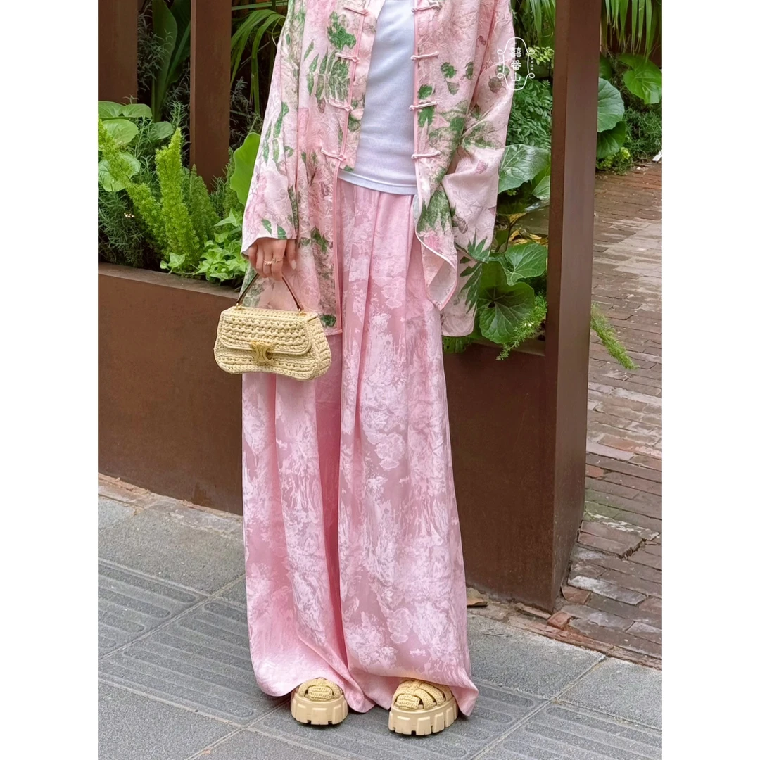 【囍番山·2025·夏季】美女裤·樱花粉·宽松阔腿裤