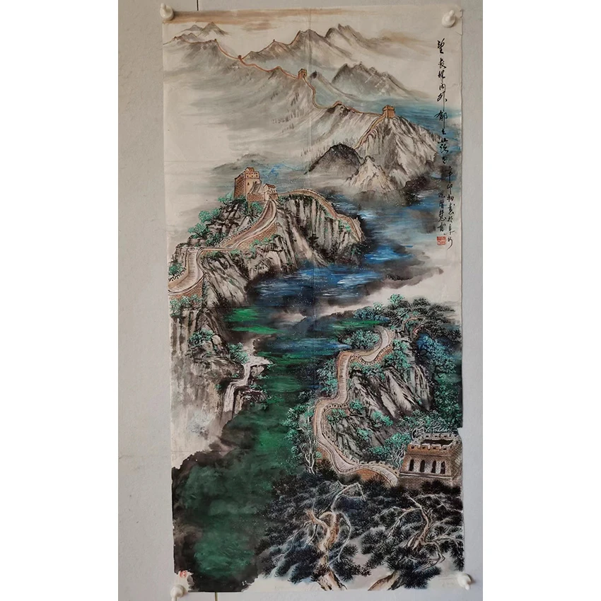 2673  纯手绘老字画《长城》中堂  尺寸 137×68