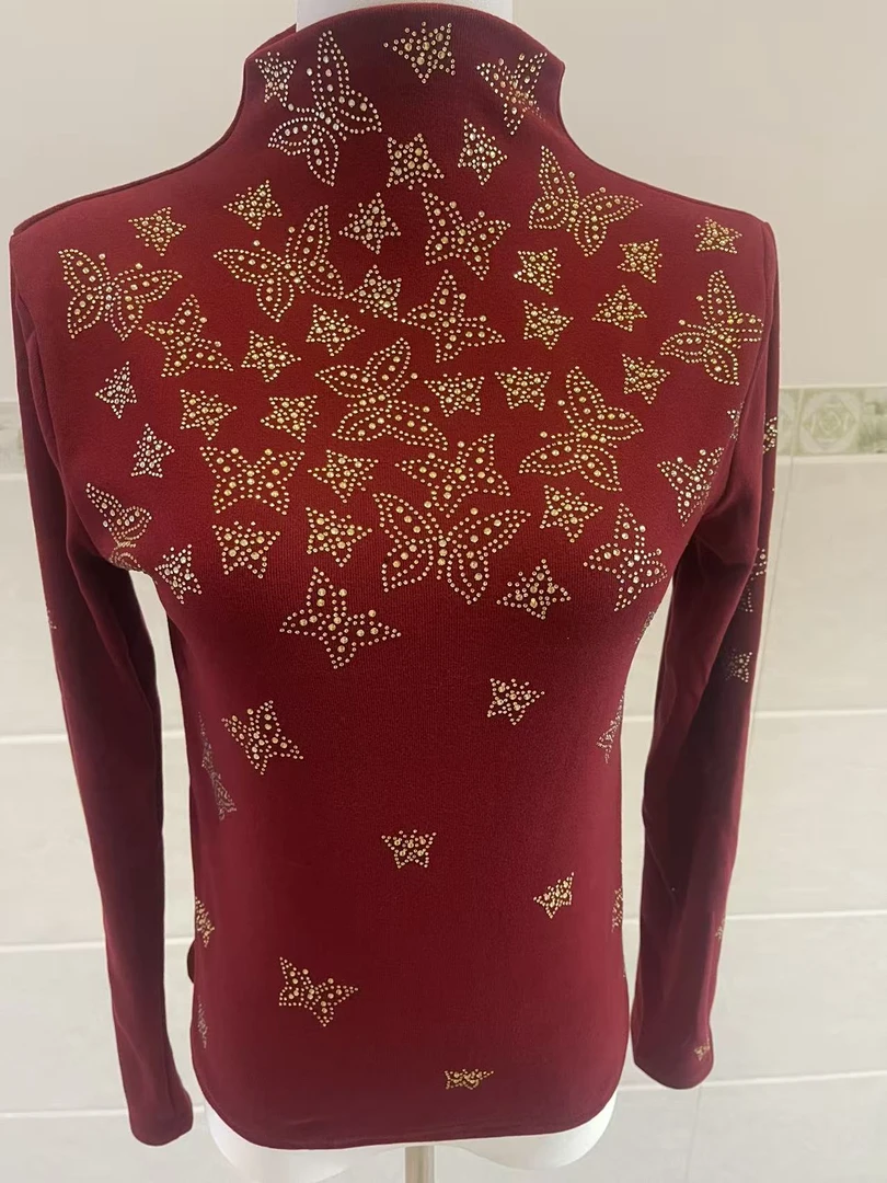 网红奢华风时尚烫钻德绒小衫气质百搭保暖舒适小高领减龄打底衫