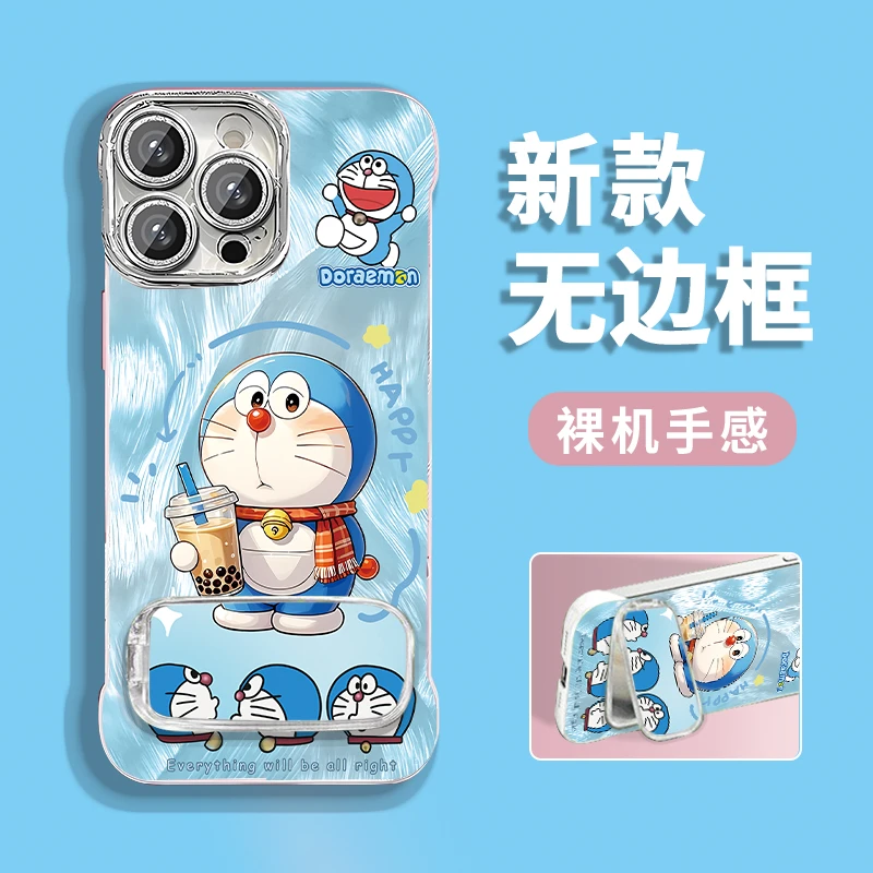 奶茶哆啦适用苹果16/iPhone15华为P70vivo小米15无边框手机壳女