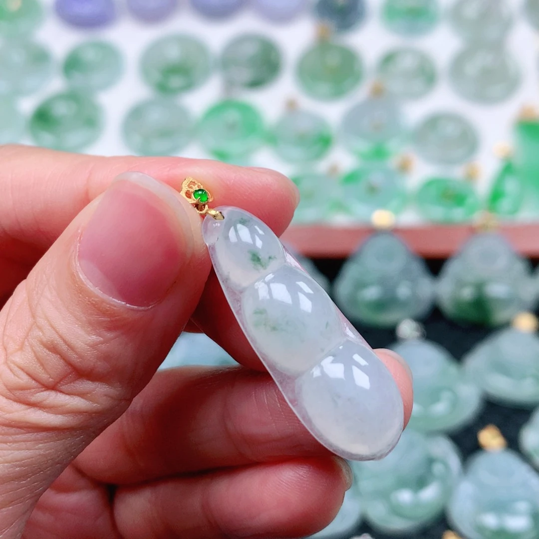 翡翠吊坠(不含链)18K金镶嵌