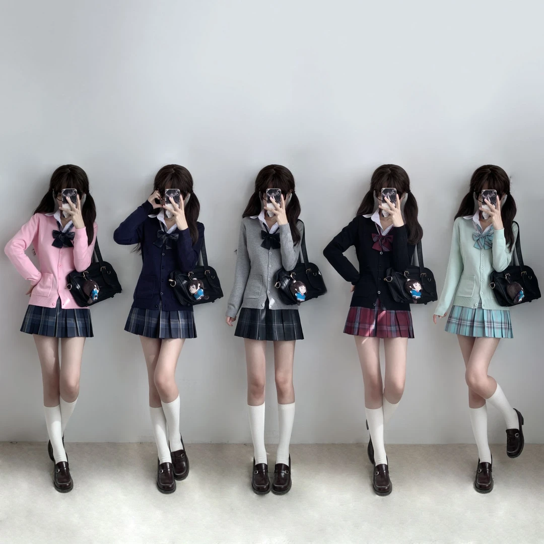 刺小兔原创jk套装收腰开衫毛衣学院风日系制服修身百搭针织衫秋冬