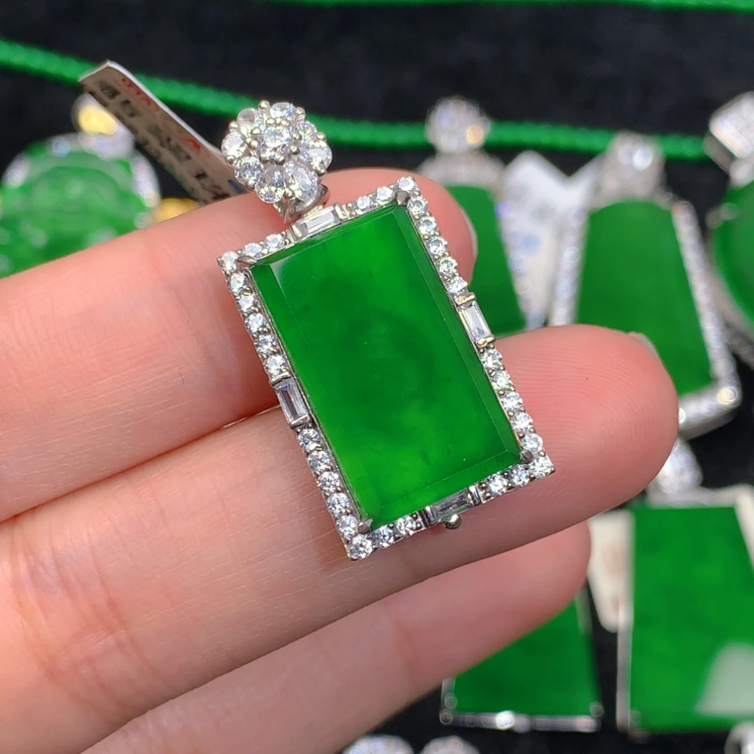 翡翠吊坠(不含链)银S925镶嵌