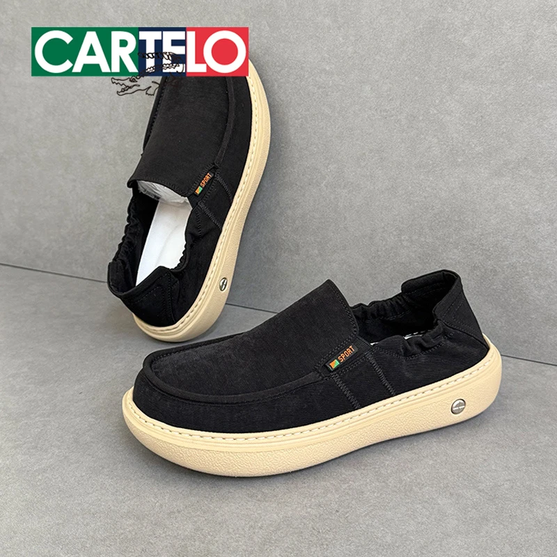 卡帝乐鳄鱼男鞋轻奢复古一脚蹬透气布鞋男软底舒适男士休闲懒人鞋