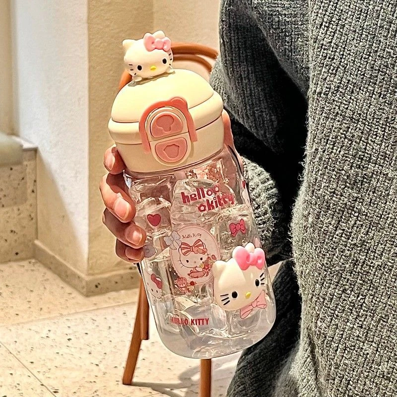 HelloKitty夏季便携吸管水杯双饮耐摔高颜值塑料杯女可爱礼物杯子