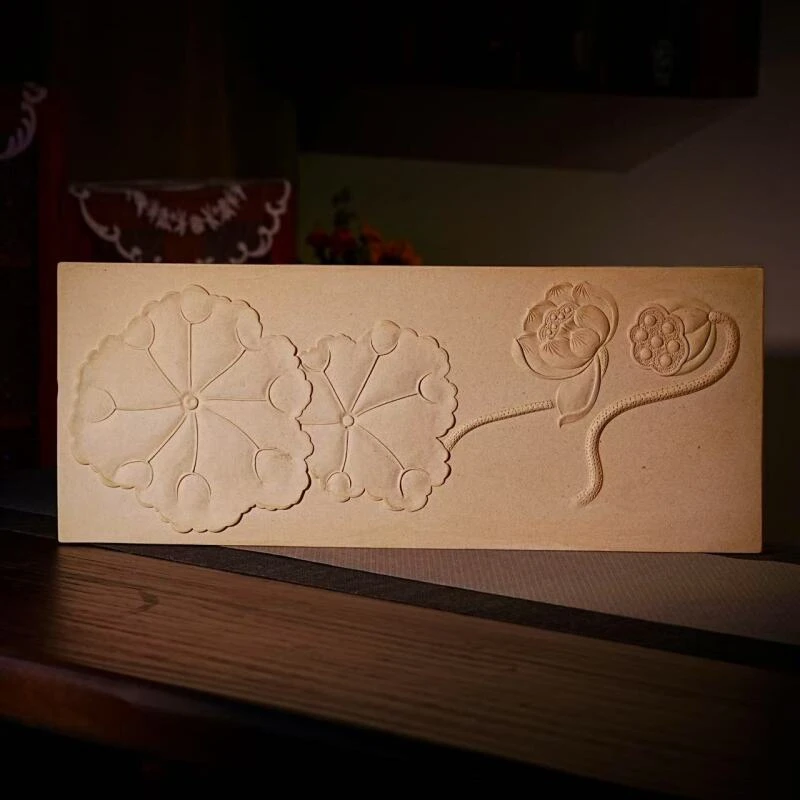 《清荷》长方形茶盘托盘陶瓷家用汉陶干泡式吸水茶盘手工粗陶茶器具