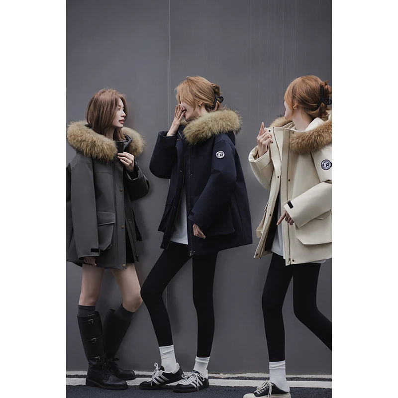 小谷粒露营羽绒服 新国标90白鸭绒 可拆卸貉子毛领 防风袖