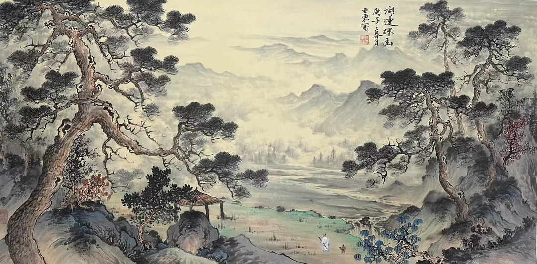 徐亚东《湖边探幽》138cm*68cm