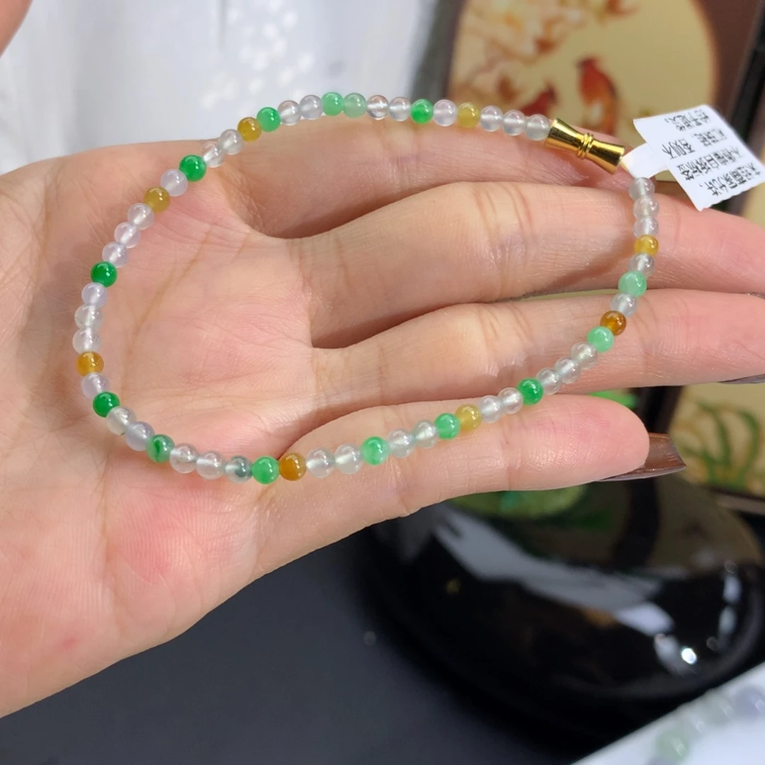 未镶嵌手串翡翠卡3.3冰种多宝手串