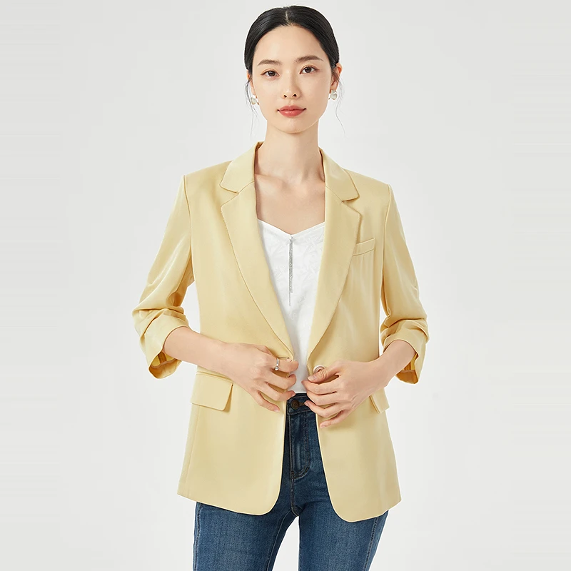 娜尔思醋酸气质修身西装女2025春季新款外套NA02482E2