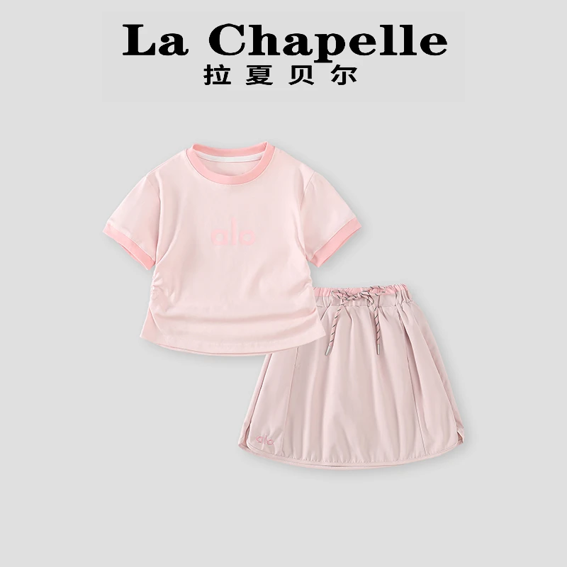 La Chapelle【拉夏贝尔】夏季新款韩系简约圆领T恤两件套LD1070