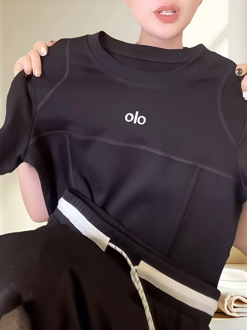 纯棉欧货潮牌印花正肩休闲洋气衣服女夏季新款设计感明线装饰短袖